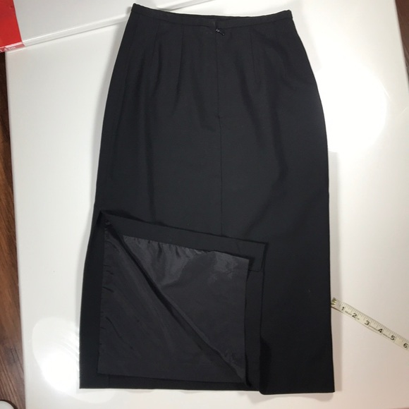 Classiques Entier Vintage Black Wool Pencil Skirt, Side Slit - Picture 4 of 6